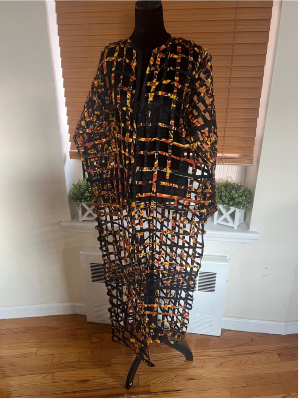 Handmade Ankara Duster Jacket African Wax Print Long Kimono One Size - Picture 9 of 11